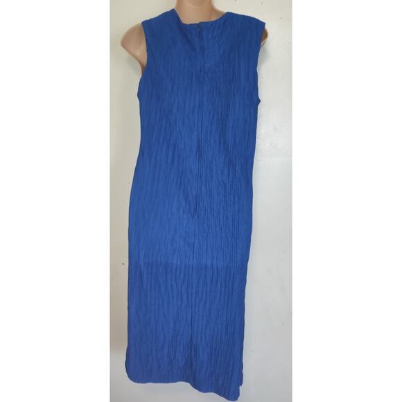 David Rose Maxi Dress Womens 12 Royal Blue Crinkle Material Beaded Embellished - Picture 3 of 16